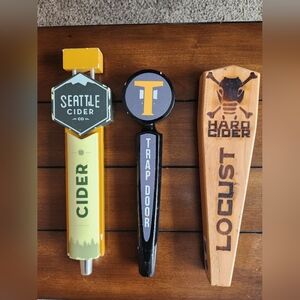 Lot Of 3 Beer/Cider Tap Handles Seattle Cider| Locust| Trap Door